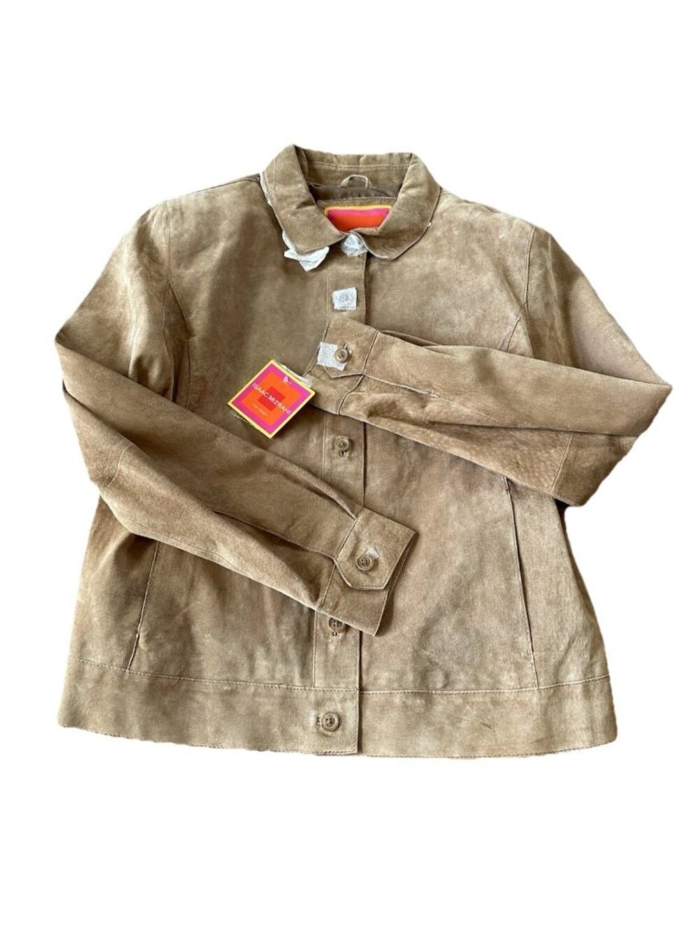 Y2K Isaac Mizrahi Suede Leather Jacket Women's Large Brown Streetwear Indie Vtg